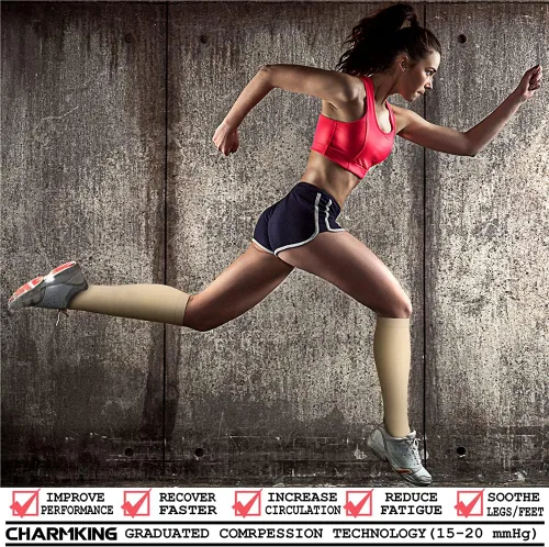 Miniatura 49 de CHARMKING - Calcetines de compresión para mujeres y hombres (3 pares), 15-20 mm Hg, el mejor apoyo para atletismo, running o ciclismo, mejora