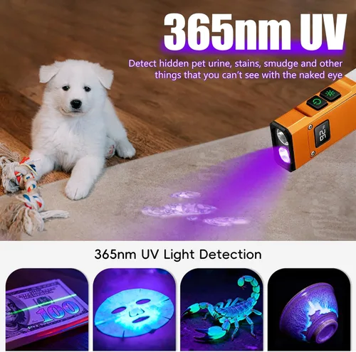 Miniatura 4 de Linterna EDC recargable, linterna plana de 1800 lúmenes, 9 modos con modos LED blanco/UV/RGB, luces de bolsillo magnético con clip para campamento