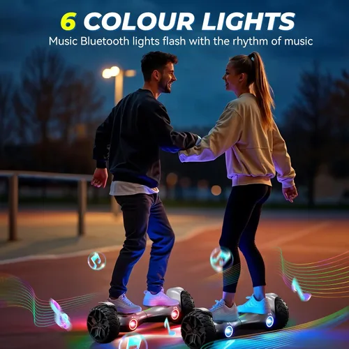 Miniatura 6 de Patinete todoterreno CBD de 8.5 pulgadas con LED Corlorful y altavoz de música, motor dual sin escobillas de 350 W de hasta 10 Mph para adultos Tono