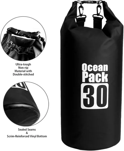 Miniatura 4 de Bolsa seca flotante impermeable Bear Outdoor, para canotaje, kayak, senderismo, snowboard, acampada, rafting, pesca y excursionismo Negro