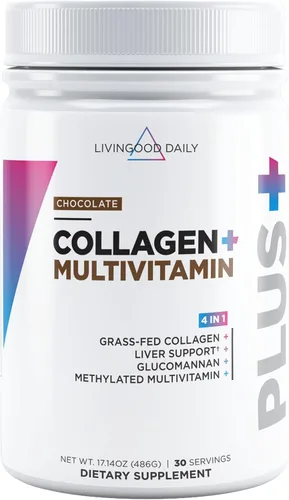 Livingood Daily - Polvo de colágeno para mujeres y hombres, péptidos de colágeno hidrolizado alimentado con pasto, proteína y multivitaminas para