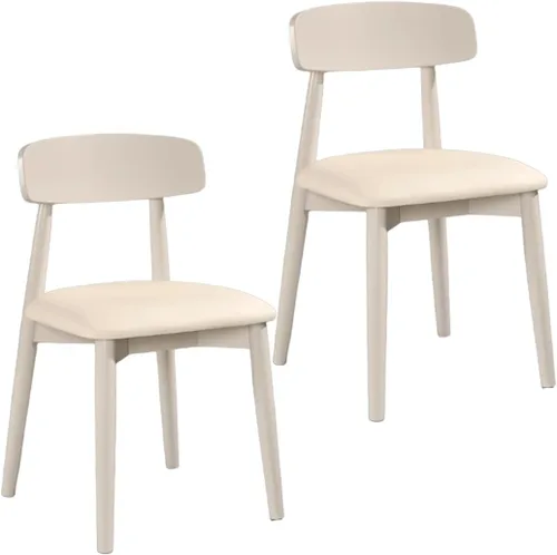 Miniatura 14 de YVYKFZD Solid Wood Dining Chairs, Armless Dining Room Chair Set, Leather Upholstered Kitchen Chairs, Comfy Side Chair with Curved Back, for