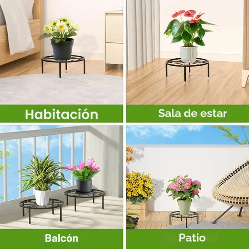 Miniatura 4 de bussdis Soporte corto para plantas de 10.24 pulgadas, soporte resistente para macetas, soporte para plantas en maceta, estante de metal antioxidante