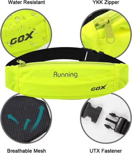 Miniatura 6 de Gox Cangurera para cinturón de correr, cintura delgada para soporte de teléfono, bolsa atlética impermeable para hombres y mujeres, correr, Verde