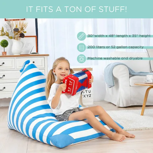 Miniatura 4 de Aubliss - Sillón puf para almacenamiento de animales de peluche, adecuado para niños, niñas y adultos, sólo incluye la funda de puf, con cremallera
