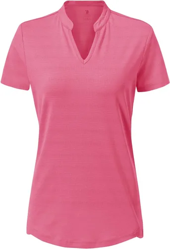 Miniatura 117 de Gopune Polo de golf con cuello en V para mujer, sin cuello, manga corta, ligera, de secado rápido, camisetas de tenis para correr