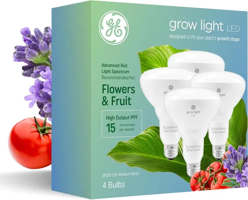 Miniatura 12 de GE Luces de cultivo para plantas de interior, reflector de interior BR30, bombillas LED para flores y frutas, espectro de luz roja avanzado, 25,000