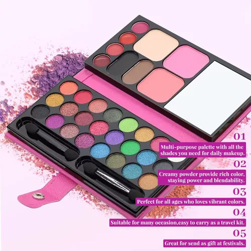 Miniatura 7 de Kit de maquillaje portátil para niñas, lavable, juego de maquillaje con brocha, juego de paleta de maquillaje para adolescentes, juego de regalo