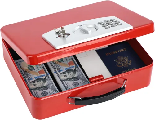 Miniatura 9 de KYODOLED Caja de seguridad con cerradura de teclado digital, caja de seguridad con código para artículos personales, caja de seguridad de metal