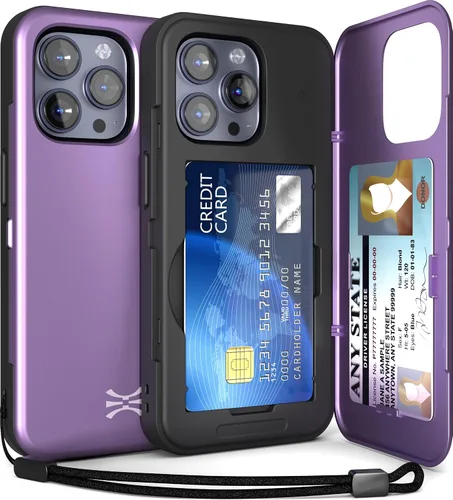 Miniatura 9 de TORU CX Slim - Funda tipo cartera para iPhone 15, funda protectora a prueba de golpes resistente con tarjetero oculto y ranura para tarjetas, espejo