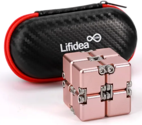 Miniatura 10 de Lifidea Cubo infinito de metal de aleación de aluminio (6 colores) juguete de escritorio de mano con estuche genial, cubo mágico infinito, alivia