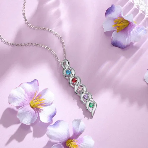 Miniatura 27 de Gemszoo Personalized Twisted Name Necklace with Simulated Birthstones Mother Daughter Pendant Gifts for Women Mom Grandma