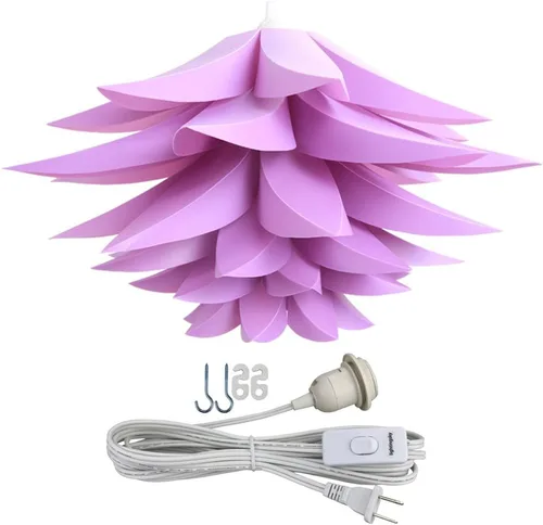Colgante de techo de 20 pulgadas (19.7 in) DIY IQ Rompecabezas de flor de loto kit de pantalla con cable colgante de 15 pies (morado)