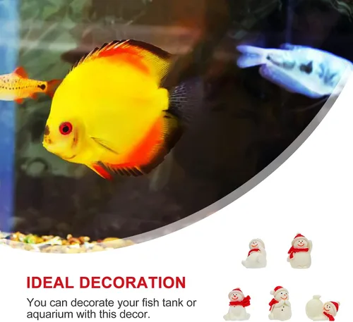 Miniatura 5 de balacoo 5 piezas de resina de muñeco de nieve de Navidad decoración de acuario elegante pecera paisajismo adorno para decoración de vacaciones