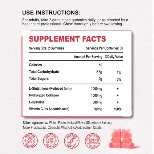 Miniatura 6 de Gomitas de colágeno de glutatión, gomitas de colágeno con vitamina C, suplemento de glutatión para mujeres, cabello, piel, uñas, músculos