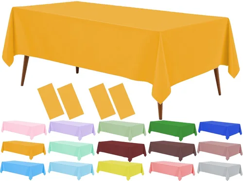 Miniatura 28 de Mantel de plástico verde frutal (paquete de 2), 54 x 108 pulgadas, cubierta de mesa para mesa rectangular, manteles desechables verde manzana