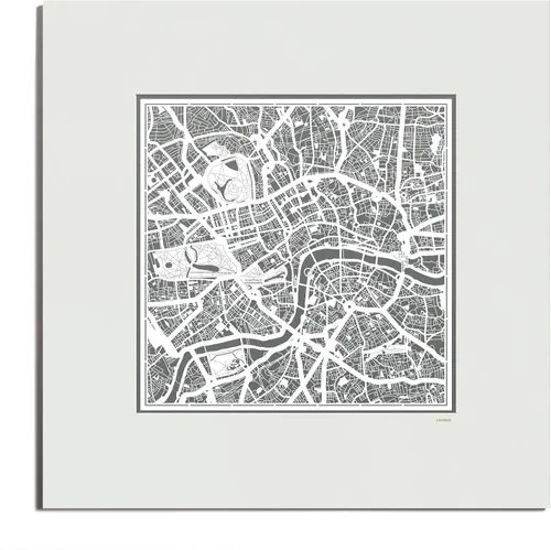 Miniatura 131 de O3 Design Studio Mapa de corte de papel Madrid negro mate de 20 x 20 pulgadas