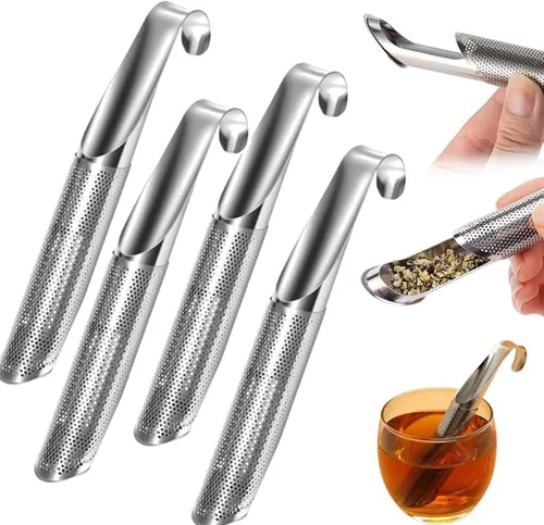 Miniatura 5 de Infusor de té, colador de té de hojas sueltas con asa de gancho colgante, bolsas de acero inoxidable para hojas sueltas, artefacto creativo de tubo