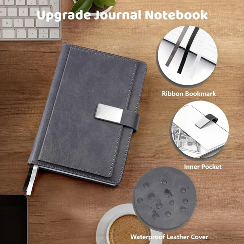 Miniatura 2 de Cuaderno Ejecutivo con Líneas, 256 Páginas, Rayado Universitario, Tapa Dura de Cuero A5, Bolígrafo Incluido, con Bolsillo para Notas; Cuadernos
