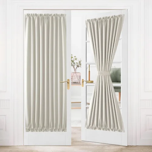 Miniatura 33 de DWCN Cortinas para puerta francesa: cortina térmica con bolsillo para barra para puertas con ventana de vidrio, puertas de cocina y patio