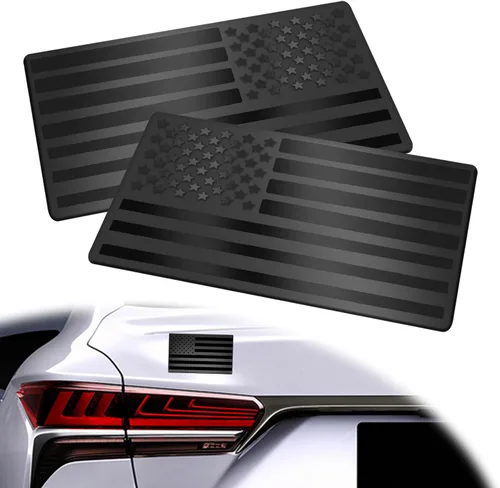 2 calcomanías con emblema de la bandera estadounidense 3D en relieve negro, 5 x 3 pulgadas, para pegar en el auto, camión, parachoques de la