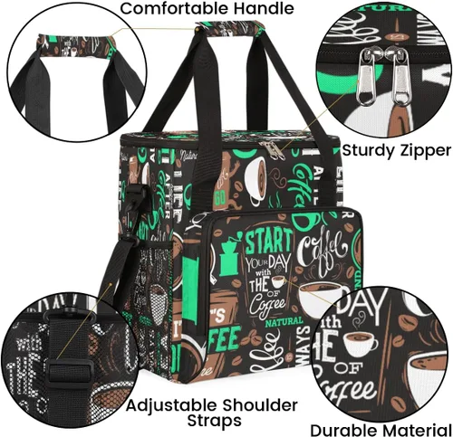 Miniatura 3 de Turquesa comienza tu día con la bolsa de transporte para cafetera, bolsa de almacenamiento de viaje para cafetera, bolsa de almacenamiento de viaje