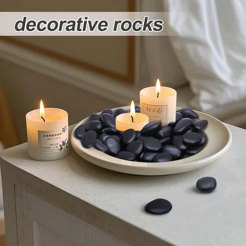 Miniatura 5 de Calofulston Piedra Negra de 15 Libras, Piedras Pequeñas de Río Guijarros para Plantas, Jarrones, Paisajismo, Rocas Decorativas Altamente Pulidas