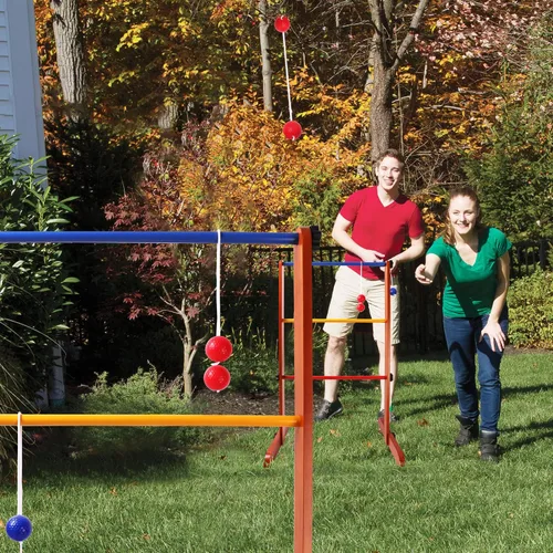 Miniatura 7 de GSE Games & Sports Expert Juego de escalera de madera maciza prémium con bolas de escalera y estuche de transporte para patio trasero al aire libre