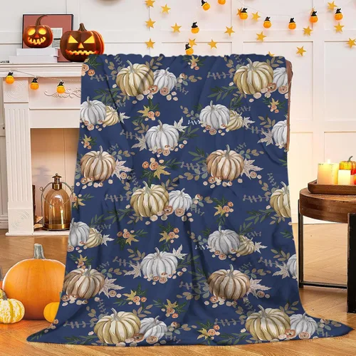 Miniatura 12 de Manta de Halloween de otoño y Halloween, calabazas naranjas con maíz de caramelo, manta ultra suave, manta ligera para sofá y cama, decoración
