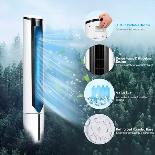 Miniatura 9 de COSTWAY Enfriador de aire evaporativo portátil para habitación, enfriador de 41 pulgadas con control remoto, enfriador oscilante de 70° con 4