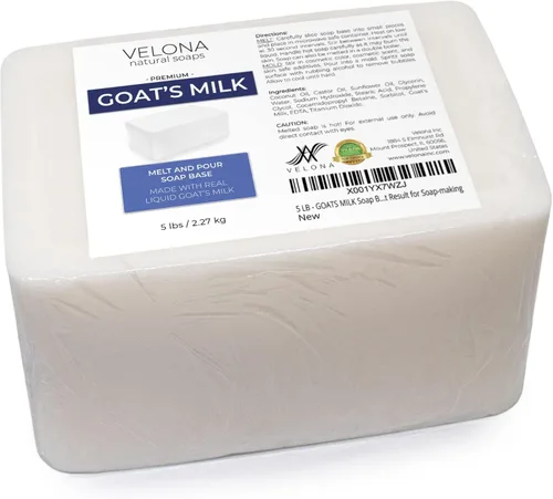 Miniatura 5 de velona Base de jabón de leche de cabra de 5 libras sin SLS/SLES Derretir y verter Barras naturales para el mejor resultado para la fabricación