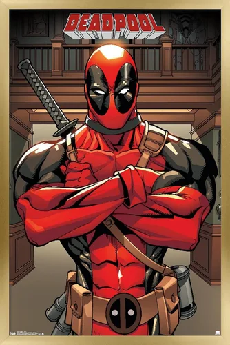 Miniatura 13 de Trends International Marvel Comics Deadpool - Póster de pared de postura, 14.725 x 22.375 pulgadas, versión enmarcada de madera de granero