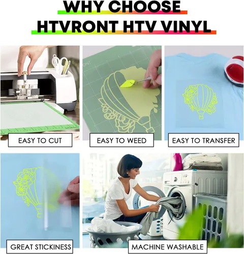 Miniatura 3 de HTVRONT - Rollo de vinilo termotransferible, 12 in x 8 ft para diseños en camisetas, fácil de cortar y despegar, para planchar y todas las máquinas