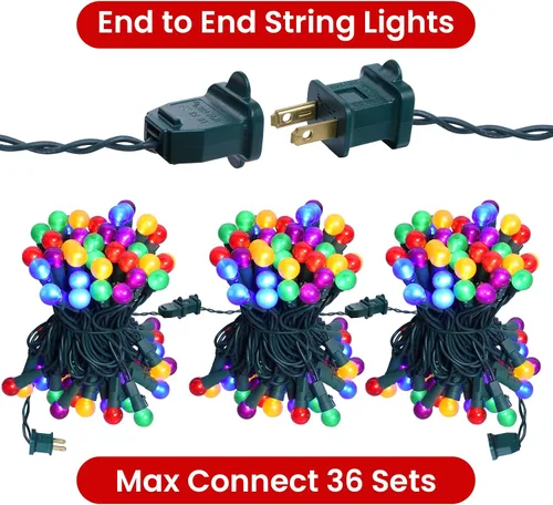 Miniatura 6 de Cadena de luces de Navidad al aire libre de 19 pies con 70 LED, luces de árbol de Navidad tipo globo con bombillas de cristal perlado, certificadas