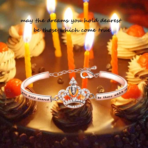 Miniatura 5 de LQRI Regalo de quinceañera Sweet 15 Gift Princess Crown Bracelet May the Dreams You Hold Dearest Be Those 15th Birthday Gift