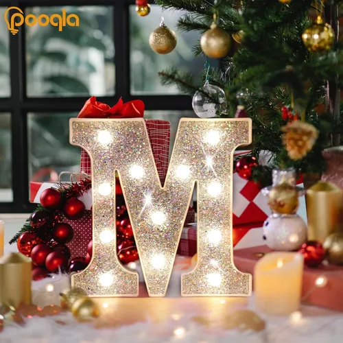 Miniatura 3 de Pooqla - Letras con luces LED para decoraciones de cumpleaños plateadas, letras de marquesina LED para decoración de habitación de adolescentes