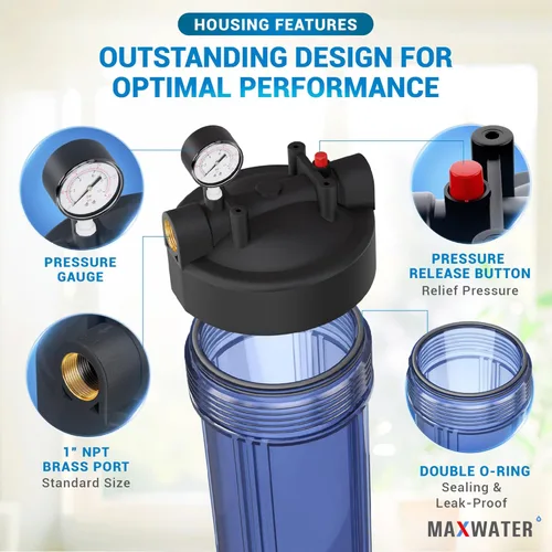 Miniatura 6 de Max Water Sistema de tanino + nitratos de 1 etapa - Heavy Duty - Sistemas de aniones y filtros de repuesto de aniones - 20 x 4.5, NPTF de 1 pulgada