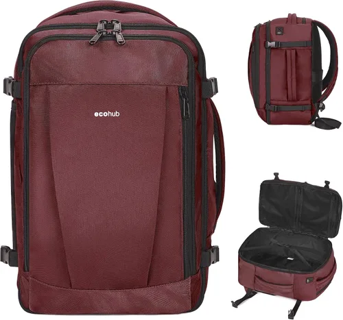 Miniatura 19 de ECOHUB United Airlines - Mochila de viaje pequeña de 17 pulgadas, bolsa de artículos personales de 16.7 x 10 x 8 pulgadas con 13 bolsillos con Negro
