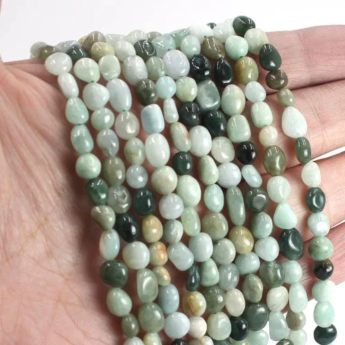 Miniatura 2 de Joyería artesanal natural de 0.236 x 0.315 in, forma libre, pepita, Birmania, una jadeíta, jade, piedras preciosas espaciadoras, cuentas sueltas