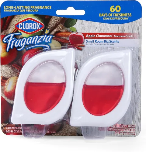 Clorox Fraganzia - Ambientador para habitaciones pequeñas, manzana y canela, despegar y colocar, sin enchufe, sin batería, para armarios,