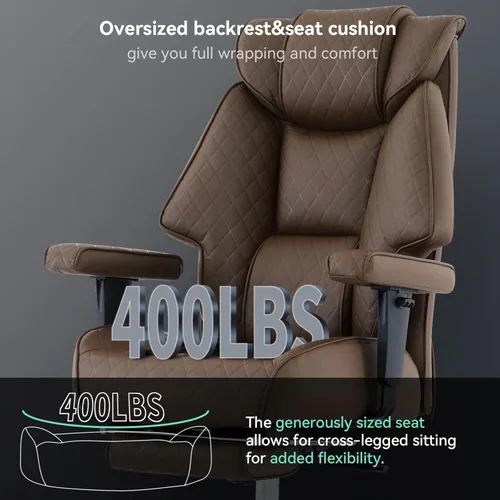 Miniatura 3 de EXCEBET Silla de oficina grande y alta con reposapiés, silla de oficina ejecutiva de piel sintética con respaldo alto 400lbs, sillas ergonómicas