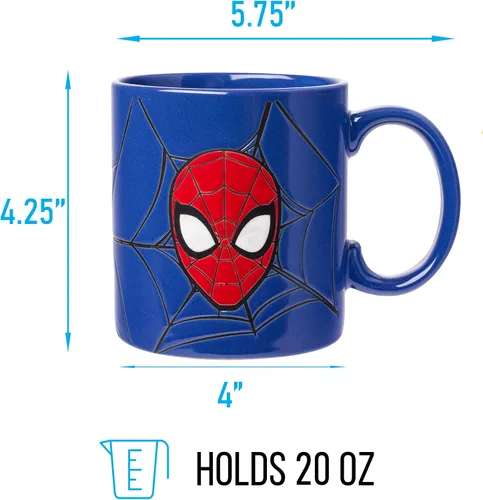 Miniatura 2 de Silver Buffalo Marvel Comics Spiderman - Taza de cerámica resistente a la cera, 20 onzas, azul/multicolor, 20 onzas