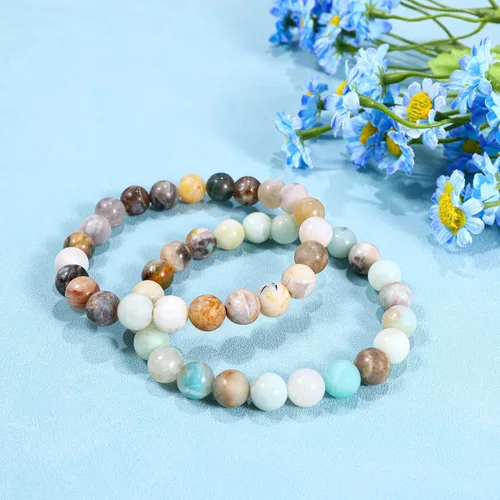 Miniatura 7 de Bivei - Pulsera elástica con cuentas redondas de cristales curativos de Reiki semipreciosos hecha a mano de 0315pulgadas 8 mm