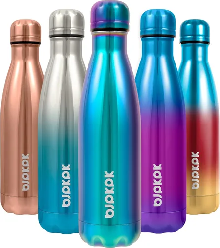 Miniatura 115 de BJPKPK Botellas de agua de acero inoxidable con aislamiento de 17 onzas, mantiene el frío y el calor, brillante oro rosa Oro rosa brillante