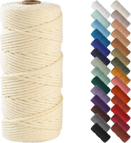 Miniatura 38 de NOANTA - Cuerda de macramé color beige natural, 1/8 pulgadas (3 mm) x 109 yardas (100 metros), cuerda de algodón colorido para colgar en la pared
