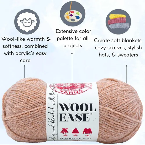 Miniatura 2 de Lion Brand Wool Ease Canyon Sunset 620-003 (3-Skeins - Mismo Lote de Tinta) Estambre Medio #4 Acrílico, Hilo de Lana para Crochet y Tejido con Bolsa