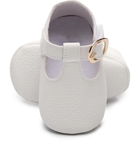 HONGTEYA Mary Janes - Zapatos planos de piel sintética antideslizante con suela suave para bebés recién nacidos, zapatos de cuna para boda, fiesta,