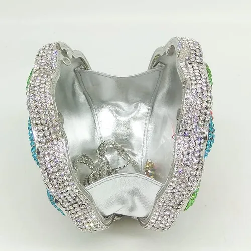 Miniatura 7 de Boutique De FGG Rose Flower Crystal Clutch Mujeres Bolsos de Noche Formal Fiesta Rhinestone Bolso Boda Novia