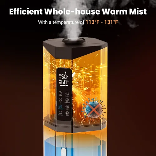 Miniatura 2 de Humidifiers for Bedroom - GloryAir 2.38Gal/9L Top Fill Warm & Cool Mist Humidifier for Large Room 750ft² with Auto Mode 7-Color Light, Humidistat