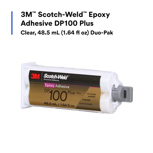 Miniatura 4 de 3M Scotch-Weld – Adhesivo epoxi DP100 Plus, claro, grado profesional, manejo y curado rápidos, 48.5 mL (1.64 fl oz) duo-pak